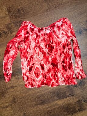 Carol Rose Red and White Tie-Dye Top